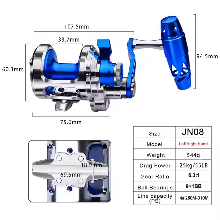 All Metal 9+1BB CNC Fishing Re - đánh giá và giá Trolling Reel